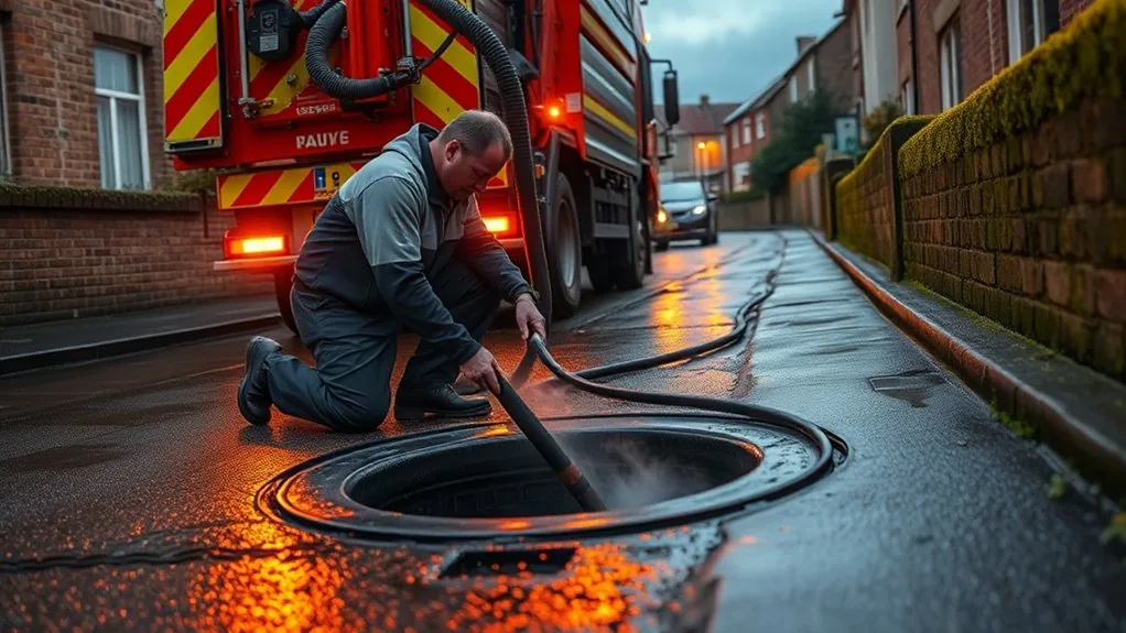 Blocked drain specialists in Gravesend clearing a drain